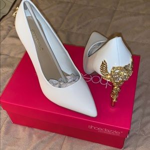 White and Gold High Heels